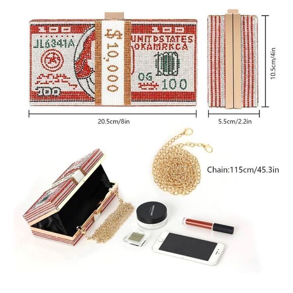 Bling Dollar Bill Bag - Picture 2 of 11